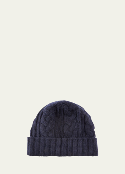 Shop Bergdorf Goodman Men's Cable-knit Cuffed Cashmere Beanie Hat