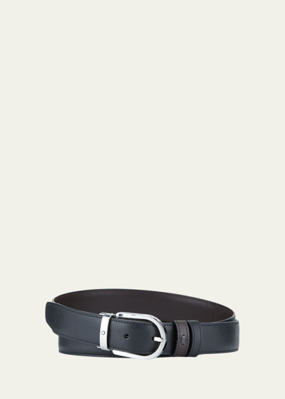 Shop Montblanc Men's Horseshoe-buckle Reversible Leather Belt