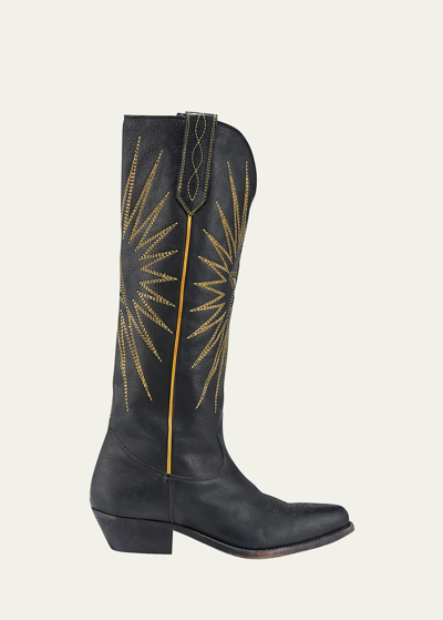 Shop Golden Goose Wish Star Stitched Knee Boots