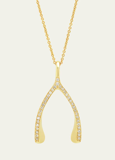 Shop Jennifer Meyer 18k Yellow Gold Diamond Wishbone Necklace