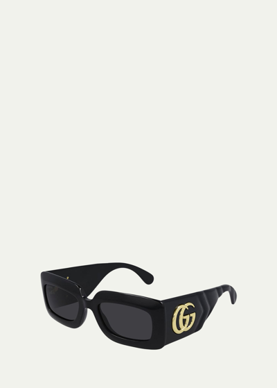 Shop Gucci Oversized Rectangular Acetate Sunglasses