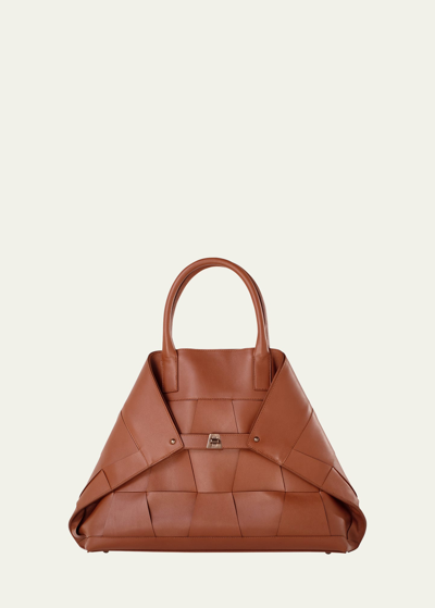 Shop Akris Ai Medium Woven Top Handle Tote Bag