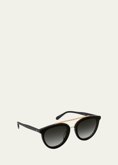 Shop Krewe Clio Round Acetate Sunglasses, Black