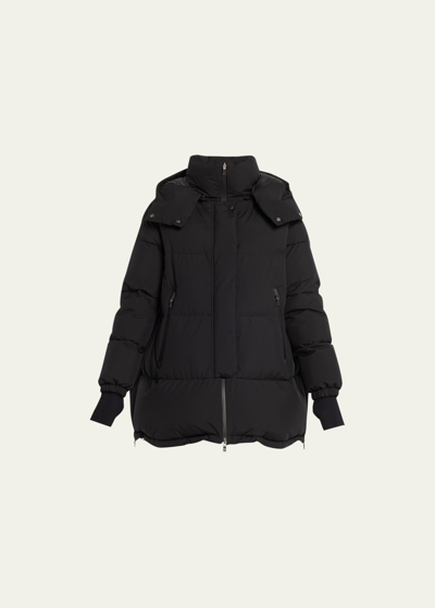 Shop Herno Woven Puffer Coat With Hood