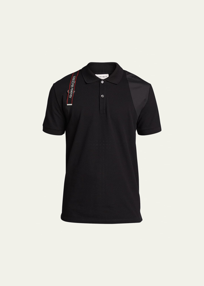 Shop Alexander Mcqueen Men's Logo-tape Harness Polo Shirt