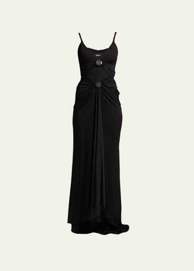 Shop Giorgio Armani High-low Front Ruched Jersey Gown