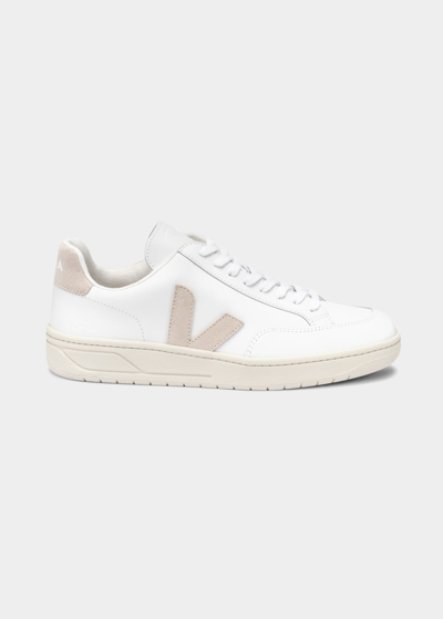 Shop Veja V12 Mixed Leather Court Sneakers
