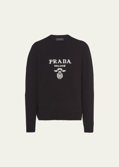 Shop Prada Men's Wool-cashmere Logo Sweater