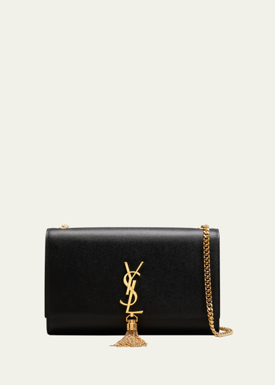 Shop Saint Laurent Kate Medium Tassel Ysl Wallet On Chain In Grained Leather