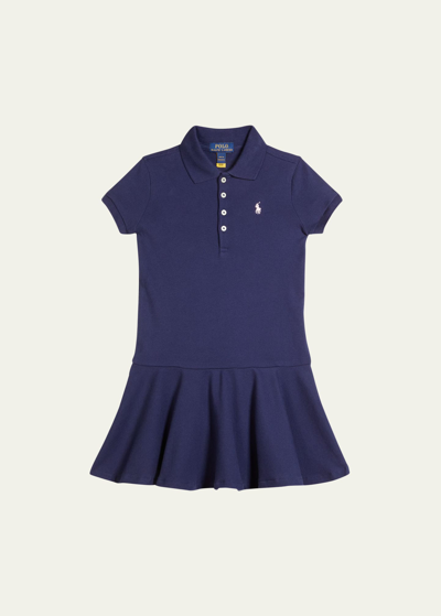 Shop Ralph Lauren Girl's Logo Embroidered Drop-waist Polo Dress