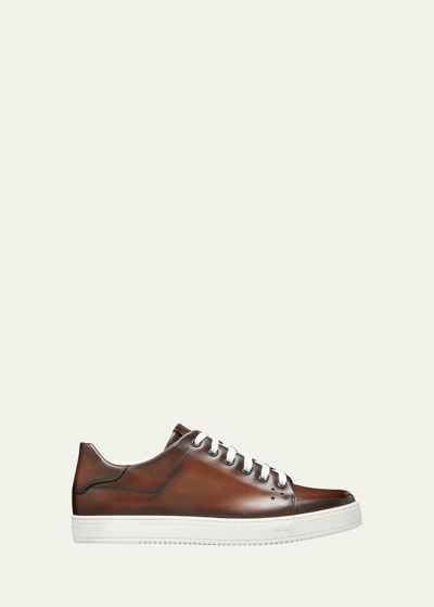Shop Berluti Men's Playtime Burnished Leather Sneakers