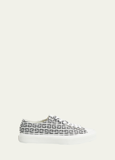 Shop Givenchy Men's City Allover Logo Canvas Low-top Sneakers