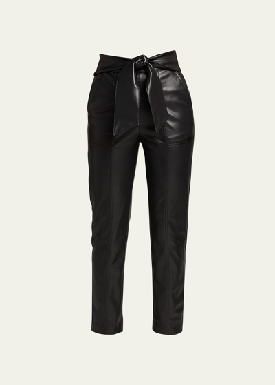 Shop Simkhai Tessa Vegan-leather Tie-waist Pants