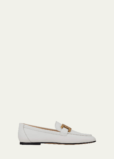 Shop Tod's Kate Chain Calfskin Flat Loafers