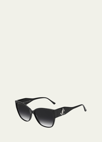 Shop Jimmy Choo Shay Oversized Acetate Cat-eye Sunglasses