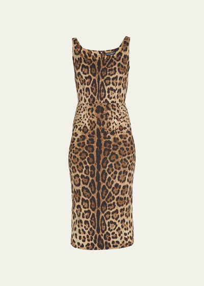 Shop Dolce & Gabbana Leopard-print Slim Midi Dress