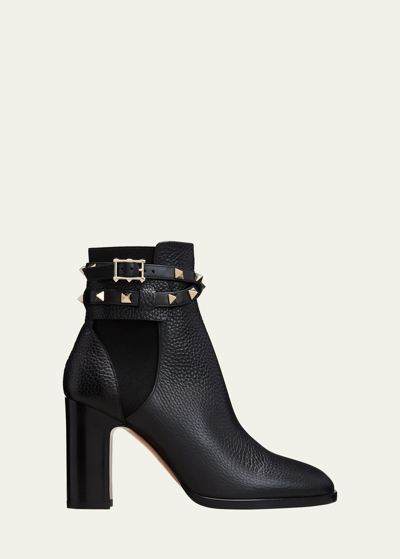 Shop Valentino Rockstud Buckle-wrap Ankle Booties