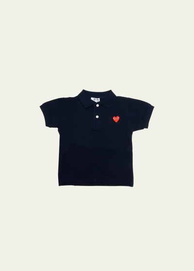 Shop Comme Des Garçons Kid's Heart Graphic Polo Shirt