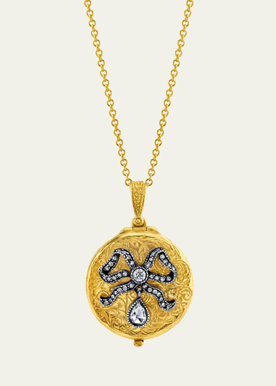 Shop Arman Sarkisyan Round Bow Locket Necklace With Diamonds