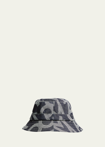 Shop Marc Jacobs Denim Logo-embroidered Bucket Hat