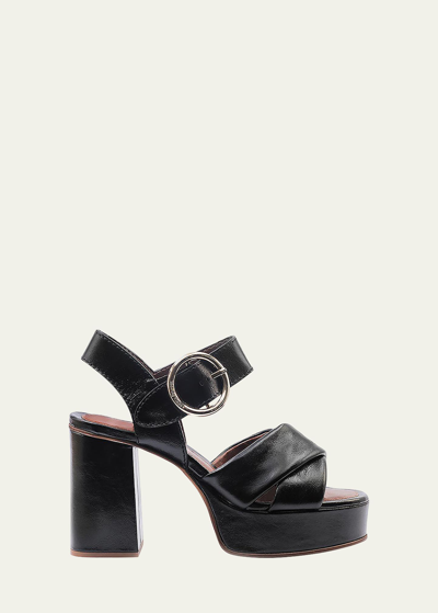 Shop See By Chloé Lyna Leather Buckle Platform Sandals
