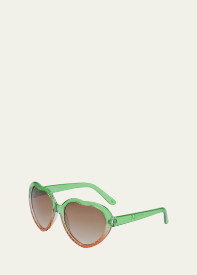 Shop Molo Girl's Heart-shaped Sunglasses With Strawberry Effect