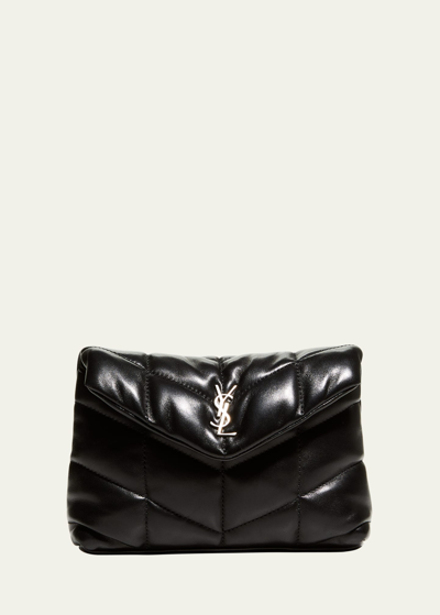Shop Saint Laurent Lou Puffer Ysl Pouch In Quilted Leather