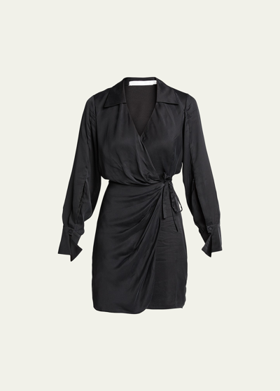 Shop Simkhai Destiny Essentials Long-sleeve Wrap Dress