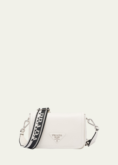 Shop Prada Small Logo Soft Leather Shoulder Bag