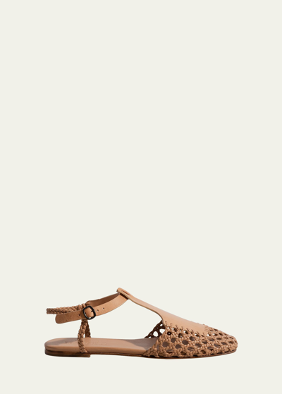 Shop Hereu Reixa Hand-woven Flat T-bar Sandals