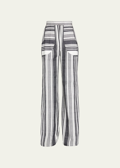 Shop Studio 189 Hand-sewn Stripe Wide-leg Pants