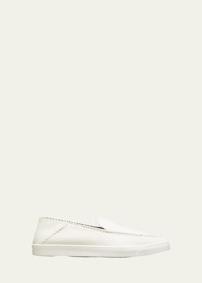 Shop Giorgio Armani Men's Woven Leather Slip-on Sneakers