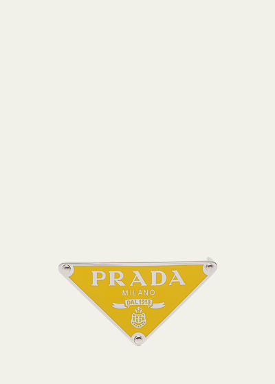 Shop Prada Men's Triangle Logo Metal Belt Buckle