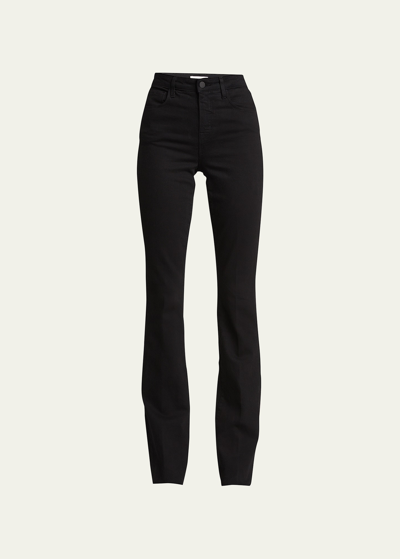 Shop L Agence Ruth High-rise Straight Jeans W/ Raw Hem