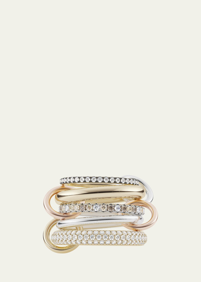 Shop Spinelli Kilcollin Nexus Blanc Silver And Gold 5-link Diamond Ring