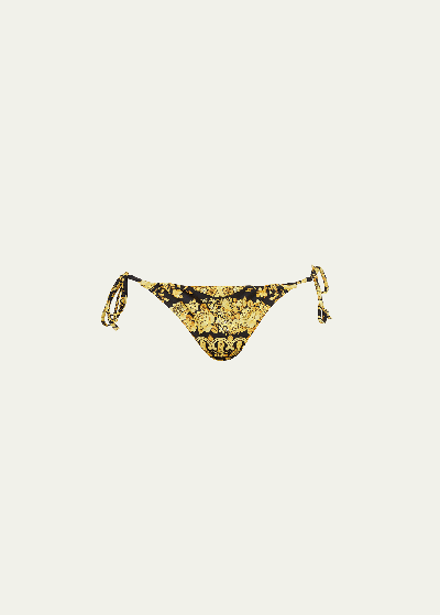 Shop Versace Barocco-print Side-tie Bikini Bottoms