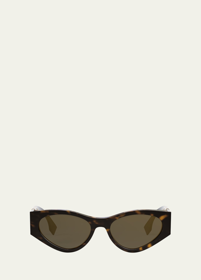 Shop Fendi Ff Cutout Oval Acetate Sunglasses
