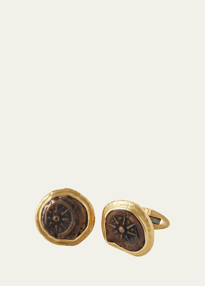 Shop Jorge Adeler Men's 18k Yellow Gold Ancient Charity Coin Cufflinks