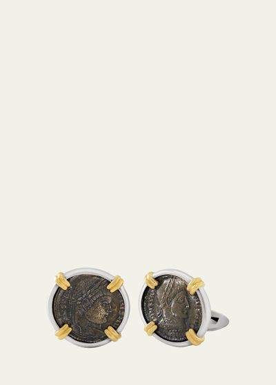 Shop Jorge Adeler Men's 18k Two-tone Constantine I Coin Cufflinks