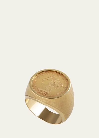 Shop Jorge Adeler Men's 18k Yellow Gold 1878 2.5 Dollar Coin Ring