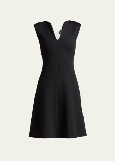 Shop Giorgio Armani Mixed Wool Viscose Double Jersey Dress