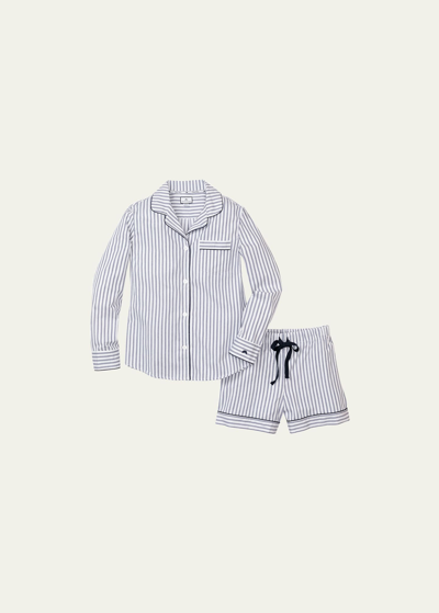 Shop Petite Plume French Ticking Long-sleeve Short Pajama Set