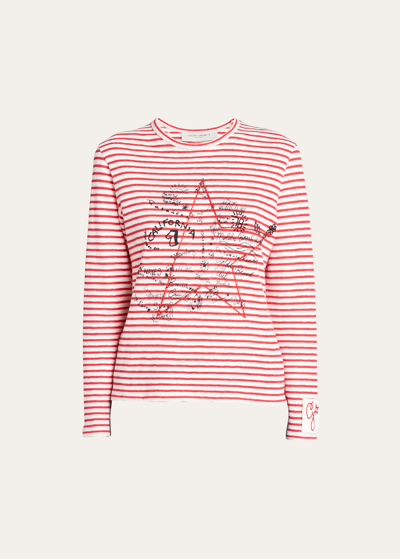 Shop Golden Goose Striped Long-sleeve T-shirt W/ Embroidery
