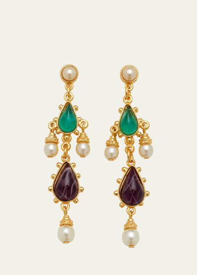 Shop Ben-amun Gold Stone And Pearly Earrings