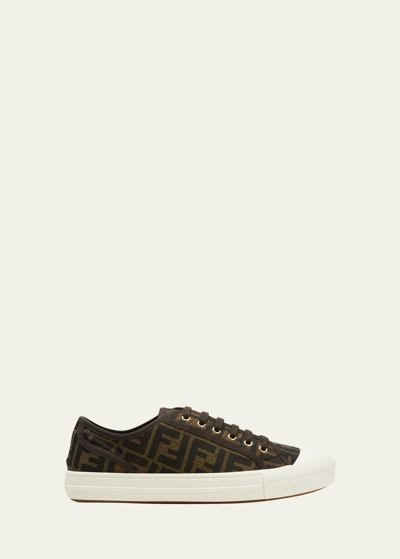 Shop Fendi Men's New Summery Canvas Monogram Low Top Sneakers