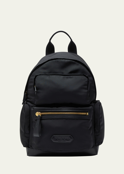 Shop Tom Ford Men's Leather-trim Recycled Nylon Backpack