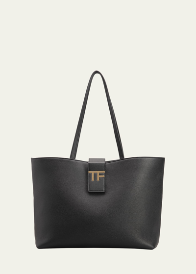 Shop Tom Ford Tf Small E/w Tote In Grained Leather