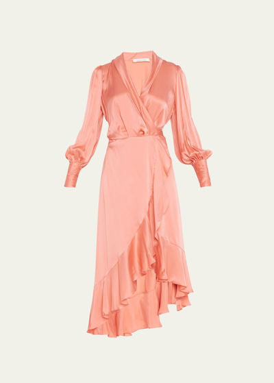 Shop Zimmermann Ruffled Midi Wrap Dress