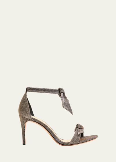 Shop Alexandre Birman Clarita Mid-heel Metallic Evening Fabric Sandals