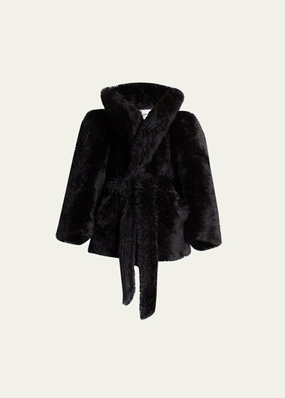 Shop Balenciaga Faux Fur Teddy Wrap Coat